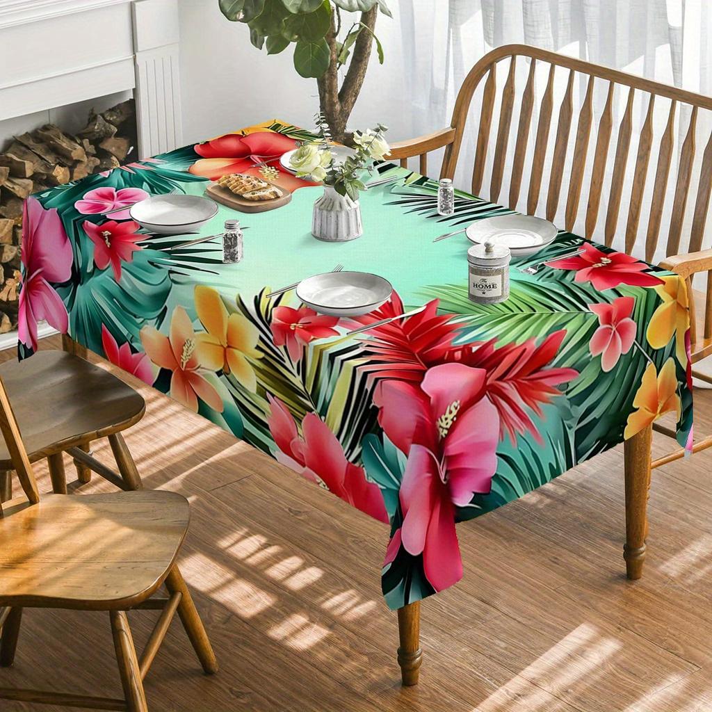 Tovaglia Rotonda in Poliestere, stampata con ananas verde brillante e foglie tropicali. Durevole, riutilizzabile e facile da pulire. Ottima decorazione per cucina, sala da pranzo