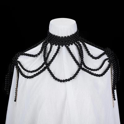 Lanț de umăr cu perle la modă Bijuterii Petrecere de nuntă Colier mare Lanț pentru pulover Lanț de umăr Accesorii de nuntă Cadou pentru femei