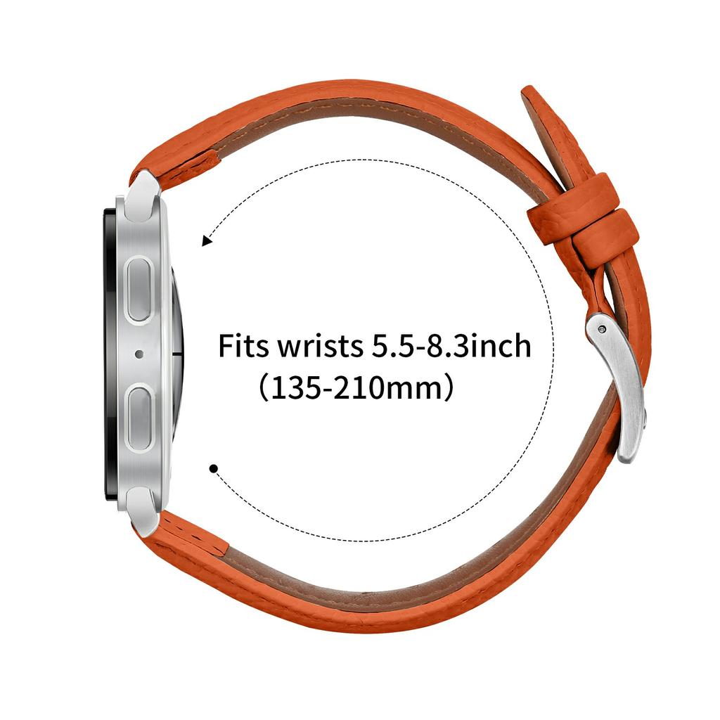 Litchi Texture Genuine Cow Leather Strap for Samsung Galaxy Watch8 Classic 46mm/Watch8 44mm/40mm Pointed-End Watch Band with Silver Buckle