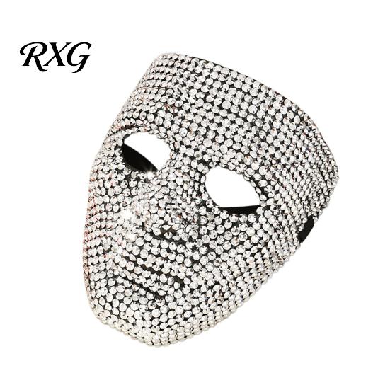 Eye-catching Festival Mask Halloween Rhinestone Full Face Mask, Sparkly Masquerade for Lightweight Dance Performance, Hip Hop Party Stage Prop