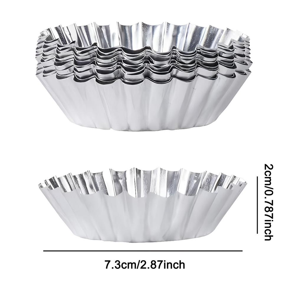 10-50PCS Reusable Aluminum Alloy Egg Tart Mold Cookie Cupcake Baking Mold Muffin Baking Cup Egg Tart Pan Mold Eco-Friendly