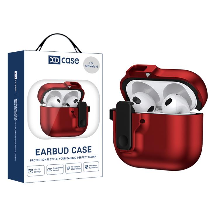 

For AirPods 4 XDcase Armor Full-body Earphone Case with Hook & Security Lock For AirPods 4 червоний