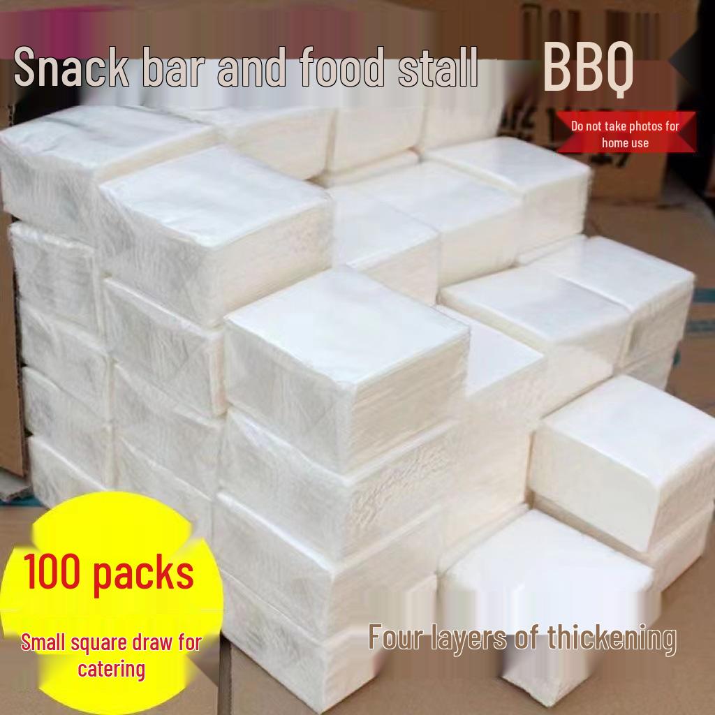 Small Square Pull-Out White Napkin Pack for Breakfast Stalls, Snack Bars, and Barbecue Use