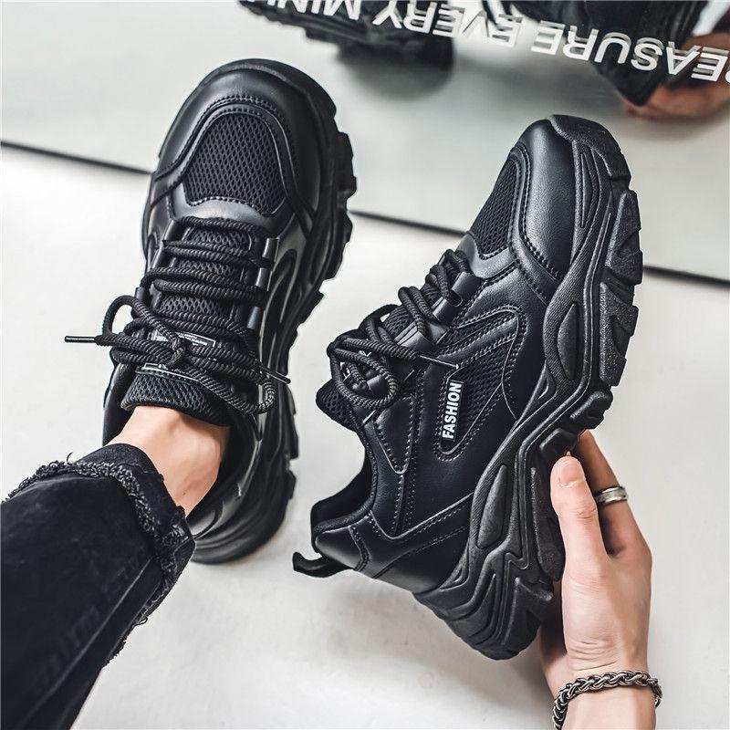 Breathable Running Mesh Upper Thick Platform Male Sports Shoes Stylish Jogging Comfortable Wide Trend 2025 Men's Casual Sneakers