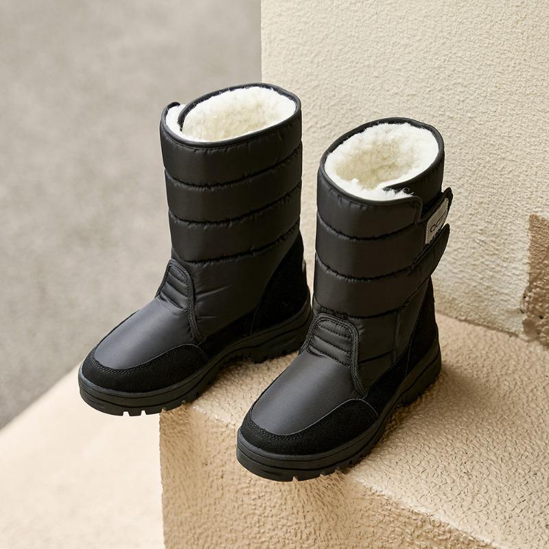 Мужские популярные зимние уличные утепленные плюшевые теплые нескользящие водонепроницаемые легкие полусапоги, хлопковая обувь 44 чёрный