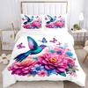 3pcs Hummingbird with Vibrant Blue Wings Quilt Cover Set (1 Quilt Cover + 2 Pillowcases Without Pillow Core), High-Definition Printing for Home a