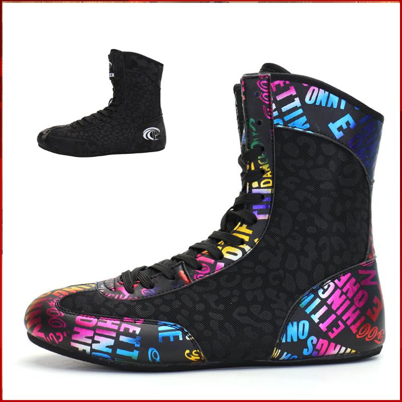 New Colorful Teenager Wrestling Shoes Boxing Fighting High Top Training Boots Outdoor Breathable Wearable Sports Shoes