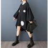 DIMANAF 2025 Women Plus Size Autumn Shirt Dress Loose Casual Oversize Long Sleeve Vintage Dress Black