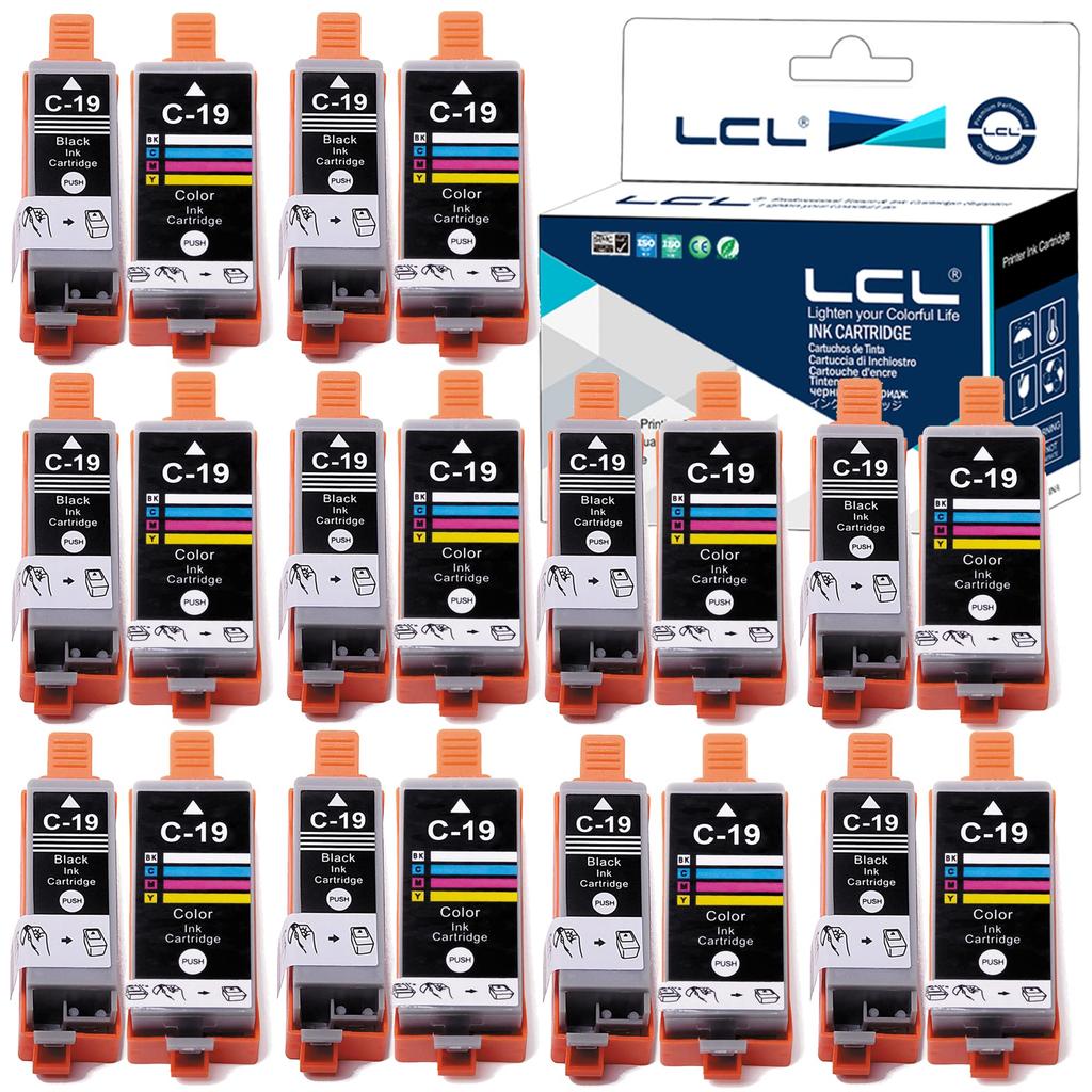 LCL Compatible Canon Ink Cartridges 10 10 for PLXUS and TR163 Printers BCI-19 (20-Pack, Blacks, Colors) IP100, iP110, MINI260, MINI360, TR153,