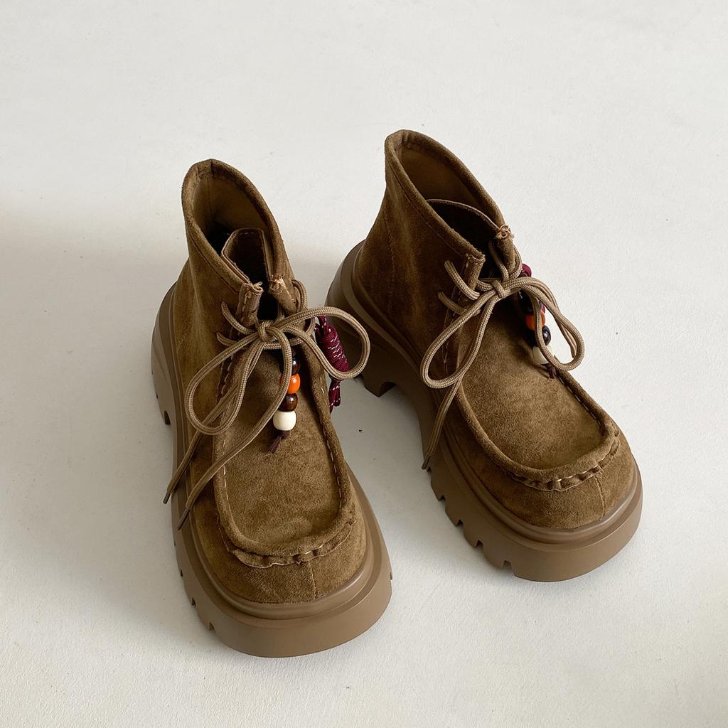 Brown retro small man heightened platform Martin boots women's 2025 new summer skirt Maillard short boots