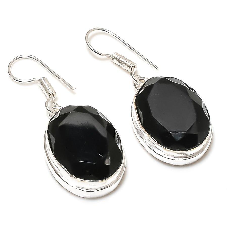 

Black Spinel Gemstone Handmade Ethnic Jewelry Earring 1.46 SR-7768