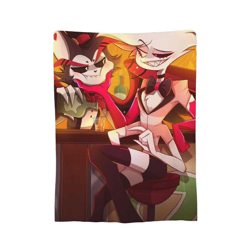Cartoon Hazbins Hotels Blanket Velvet Print   Multifunction Lightweight Thin Throw Blanket for Sofa Car Bedspread