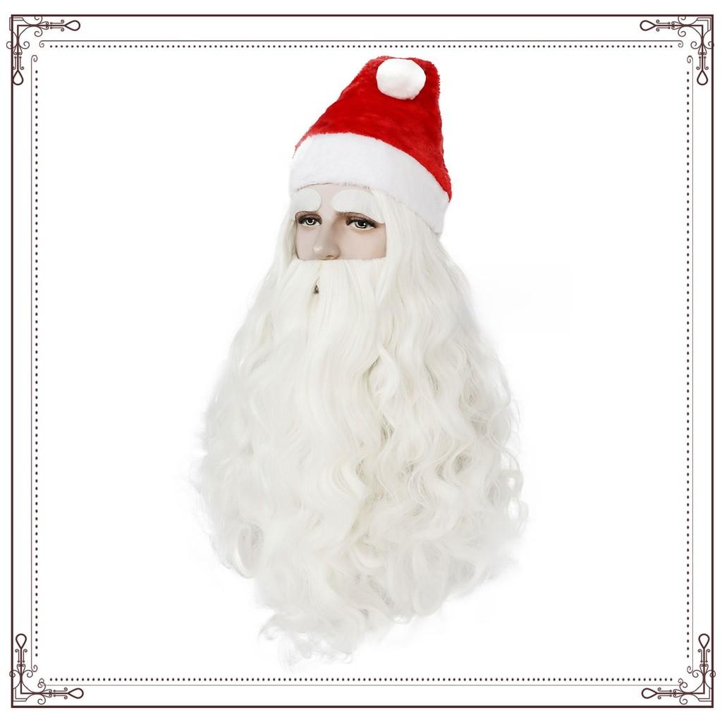 Christmas Santa Wig And Beard Set For Men With Long White Hair For Holiday Party Costumes
