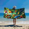 Vibrant Parrot Beach Towel - Soft, Lightweight & Sand-Free Microfiber with Colorful Parrot Print on Tropical Leaves