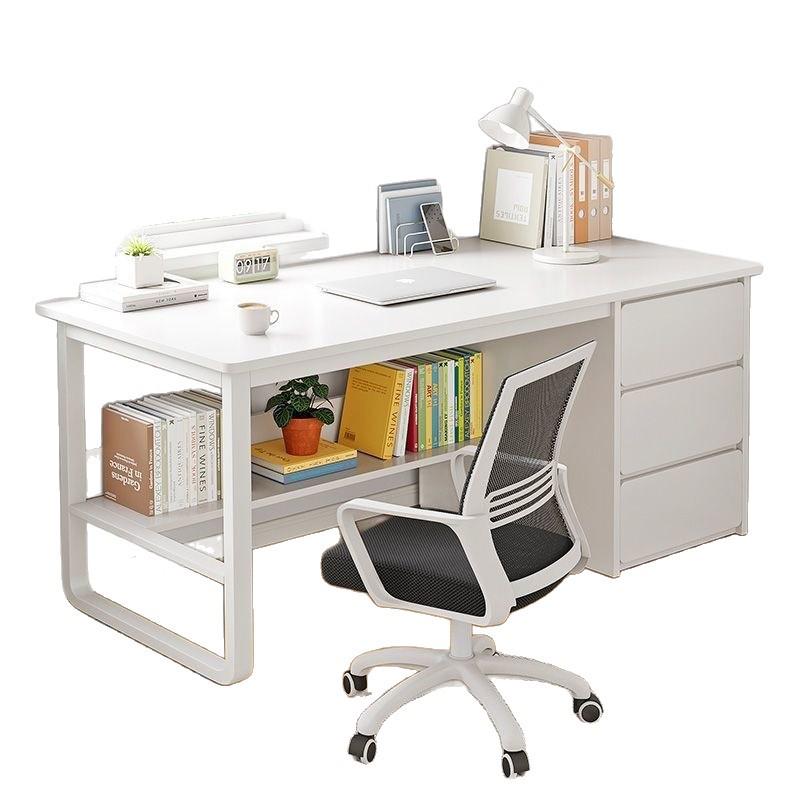 Simple Integrated Computer Desk with Cabinet for Bedroom or Apartment