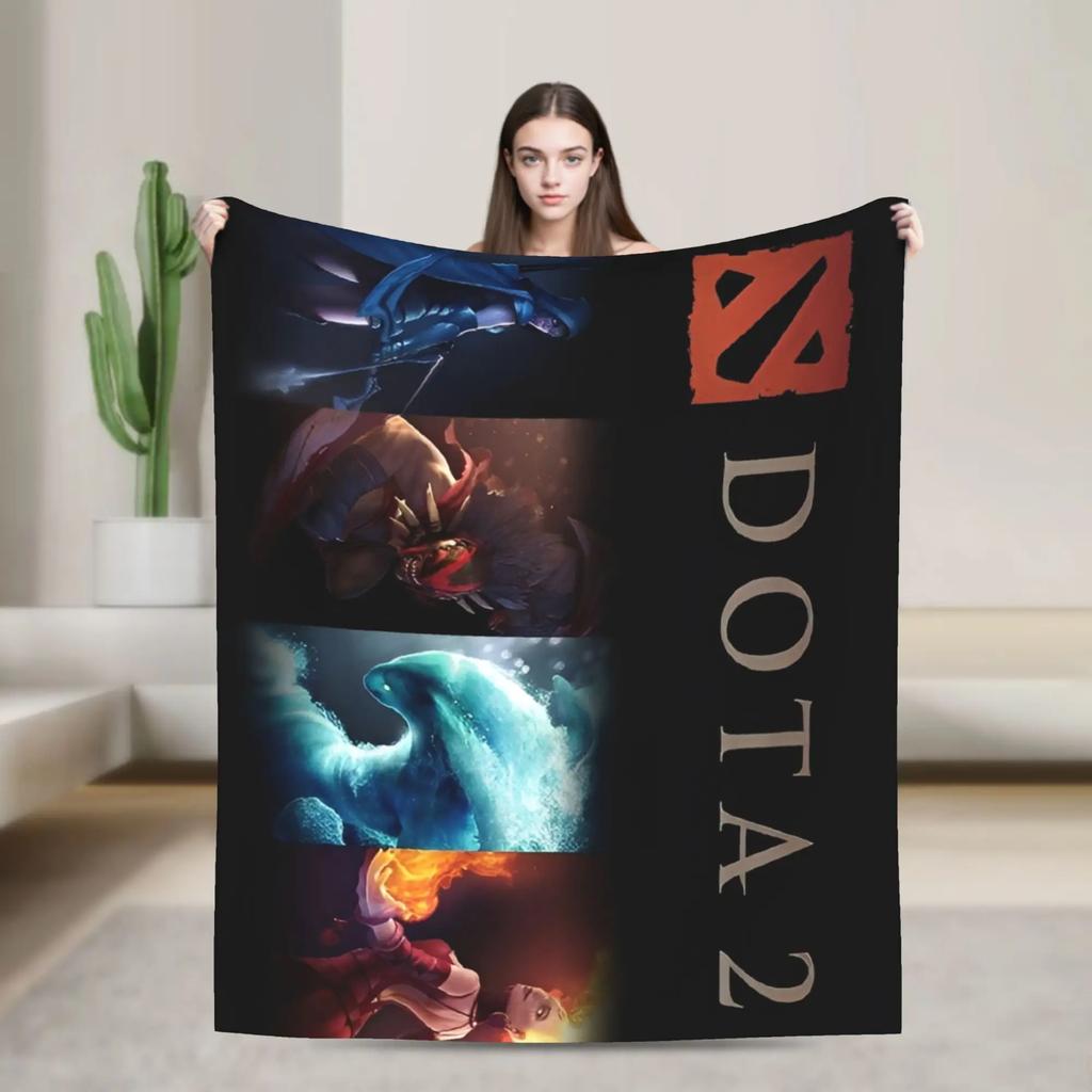 Dota Hero Collection Knitted Blanket Velvet Soft Warm Throw for Bedding Sofa Cartoon Game Theme Quilt Breathable and Cozy