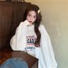 New American retro crew neck sweater men's and women's Korean version English printing lazy wind velvet