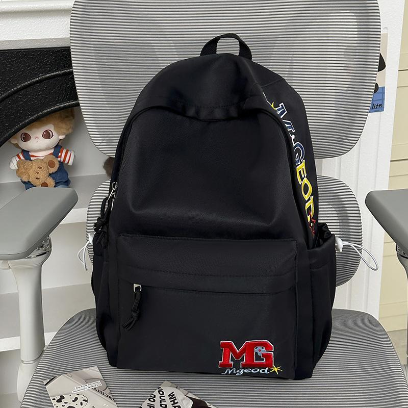 Schoolbag Women's New Large-capacity Embroidered Korean Backpack Versatile Junior High School High School Students High-value Travel Backpack Men