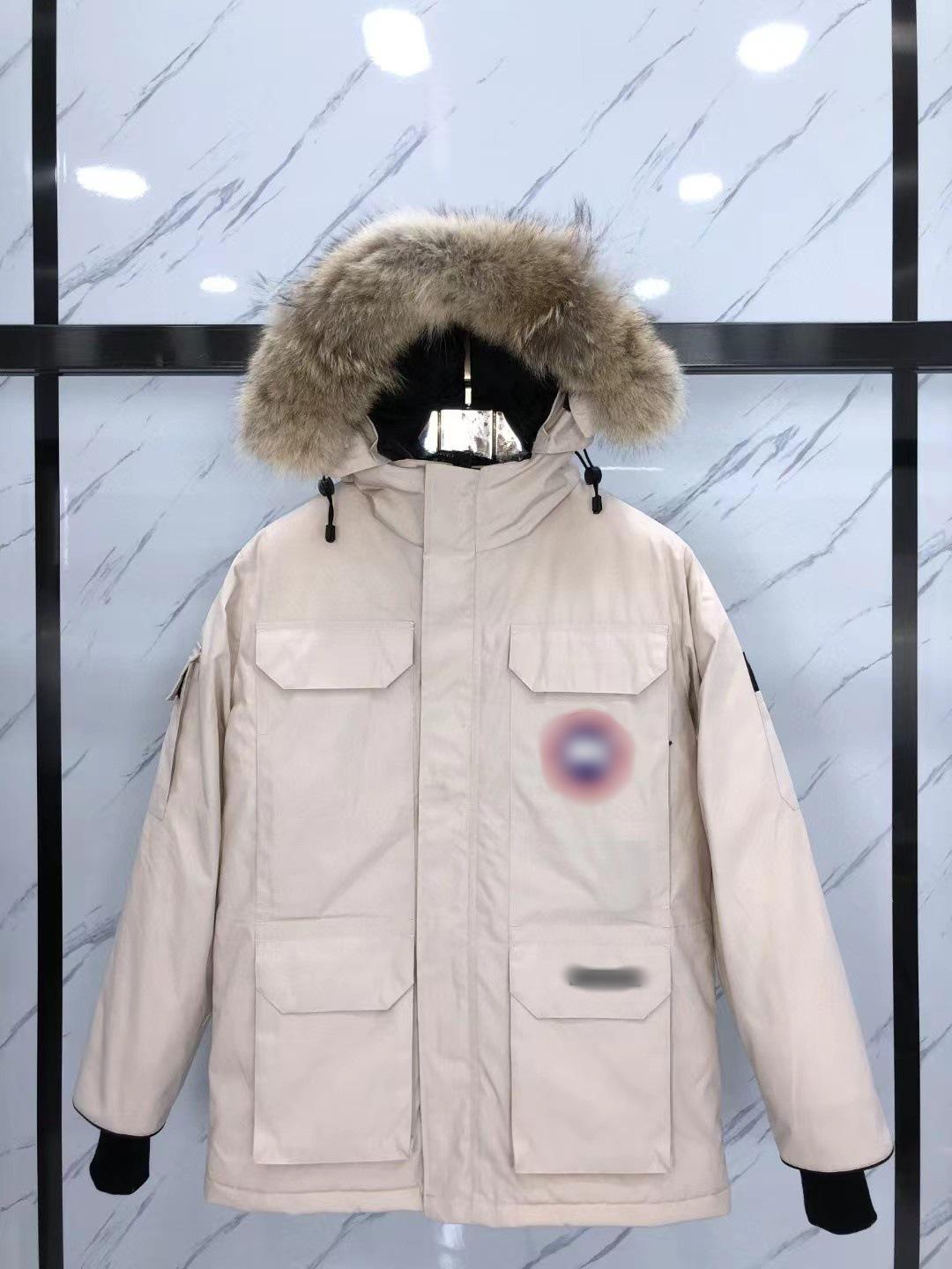 

Унісекс пухова куртка Canada Goose Expedition з хутром вовка S off білий колір