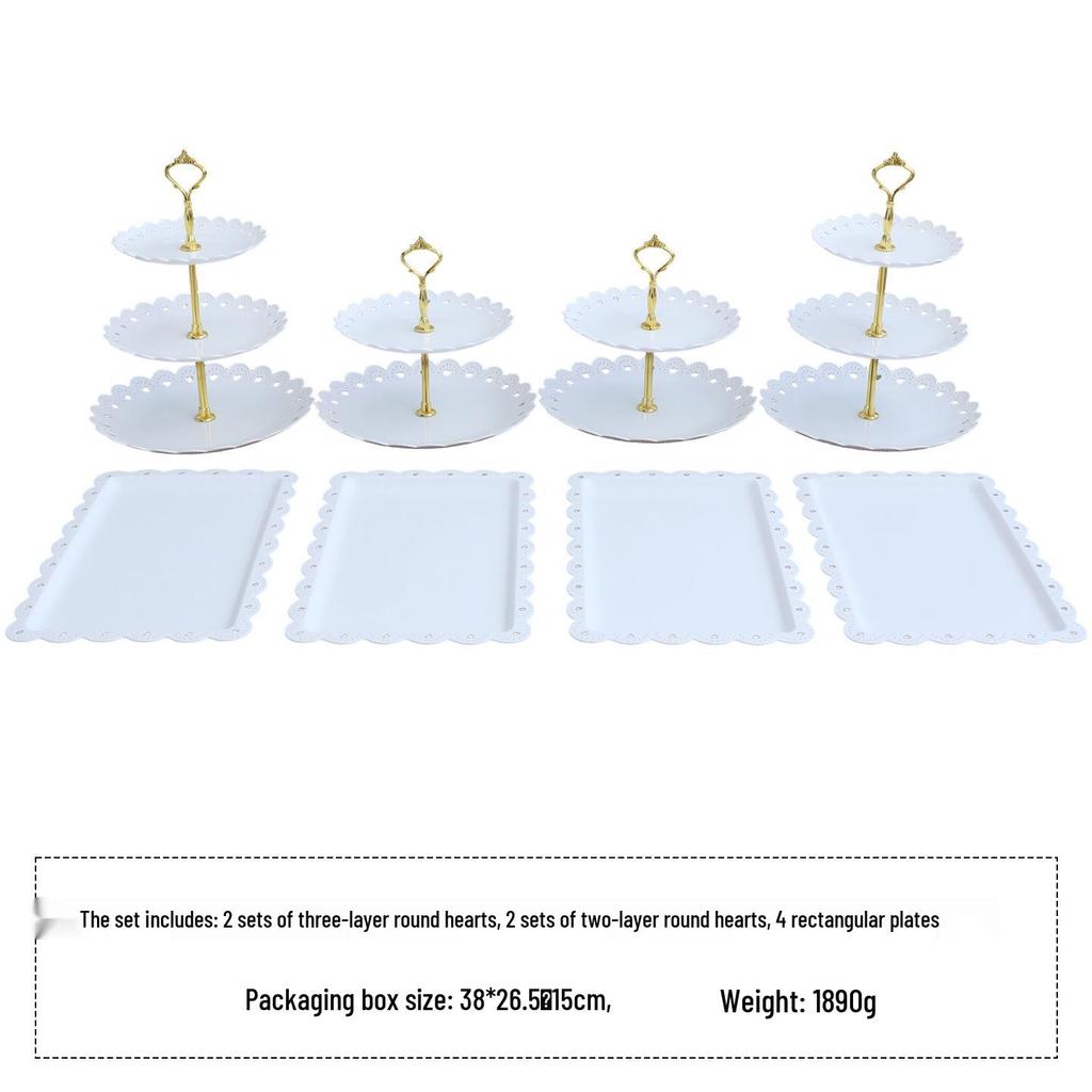 European Three-Tier Dessert Stand: Elegant Fruit Plate and Cake Display for Afternoon Tea