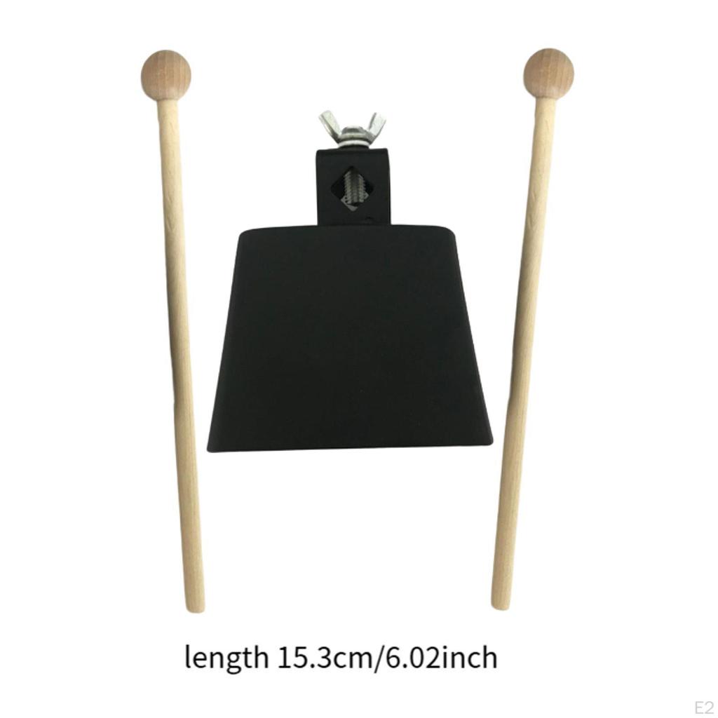 Iron Cowbell with 2 Sticks Hand Percussion Music Portable Instrument for