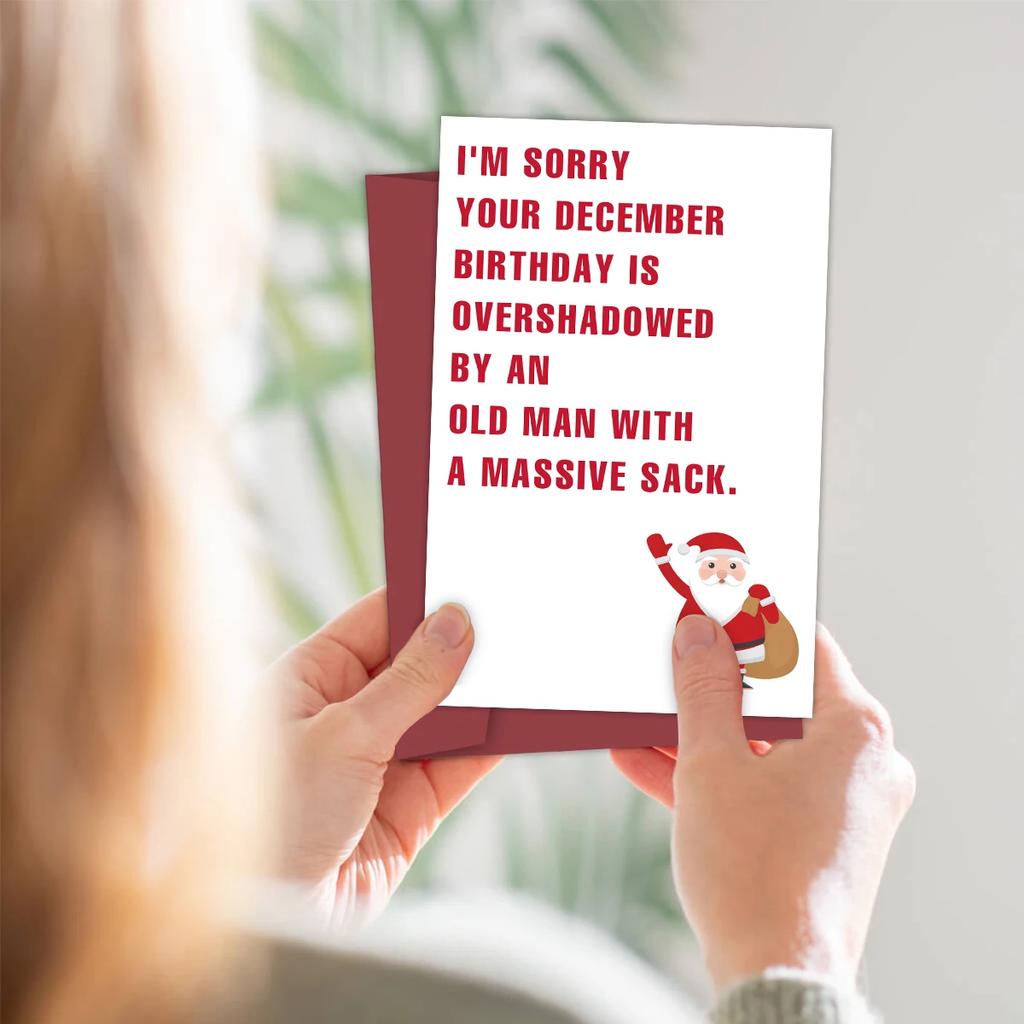 Kadınlar Erkekler için Komik Aralık Doğum Günü Kartı, Arkadaşlar için Mutlu Noel Tatili Doğum Günü Kartı, Komik Noel Doğum Günü Hediye Kartları