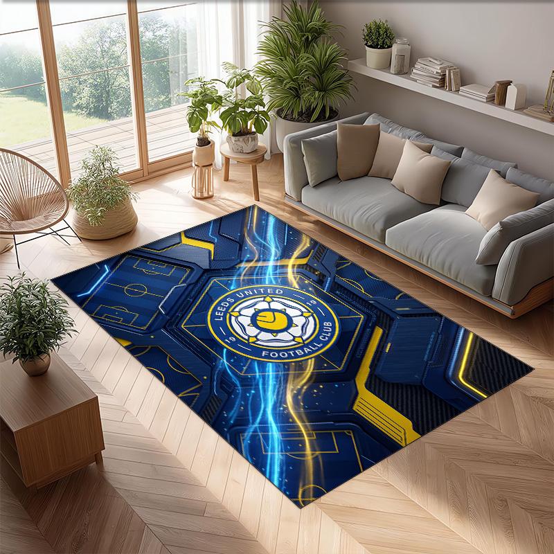 Tappeto in Velluto di Cristallo con Stampa del Leeds United Football, Comodo Assorbente d'Acqua Antiscivolo Tappeto per Pavimenti Interni