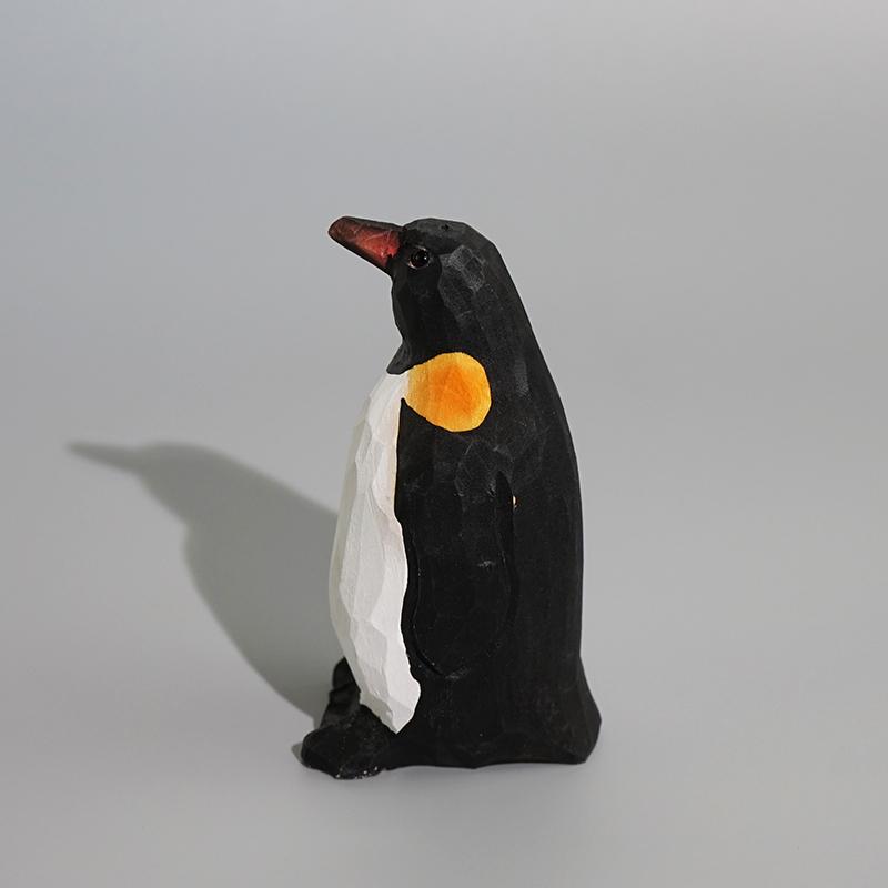 Císařský tučňák Ručně vyráběné dřevěné řezbářské ozdoby Roztomilé zvířecí miniaturní dekorace Kawaii figurka Dekorativní bytové doplňky