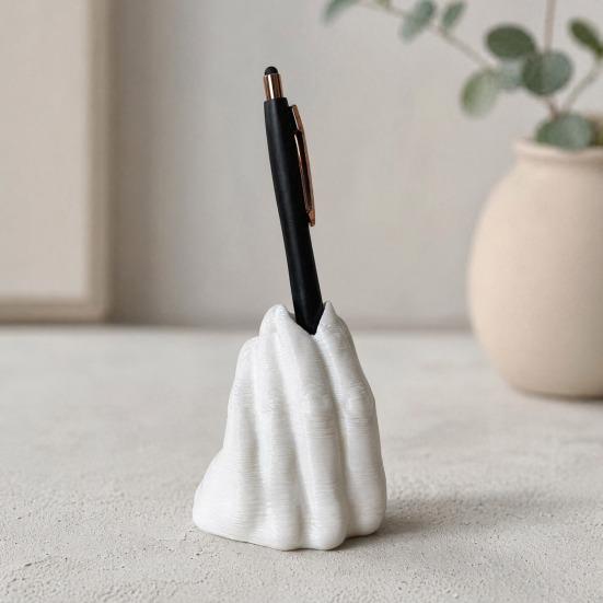 Solid Base Pen Holder Funny Hand Gesture for Desk, 3D Printed Creative Novelty Pencil Stand, Desktop Organizer Office Accessories Desk