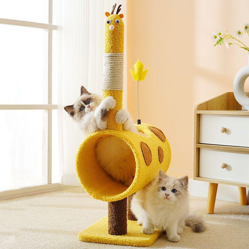 Space-Saving Cat Tree with Bed & Scratching Post for Small Apartments