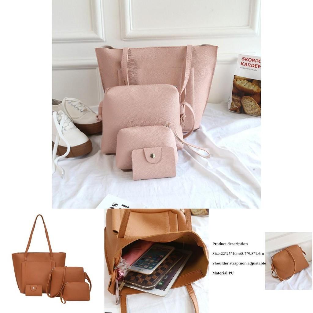 Exquisite Handbag Set For Women With Lychee Pattern In 4 Pieces
