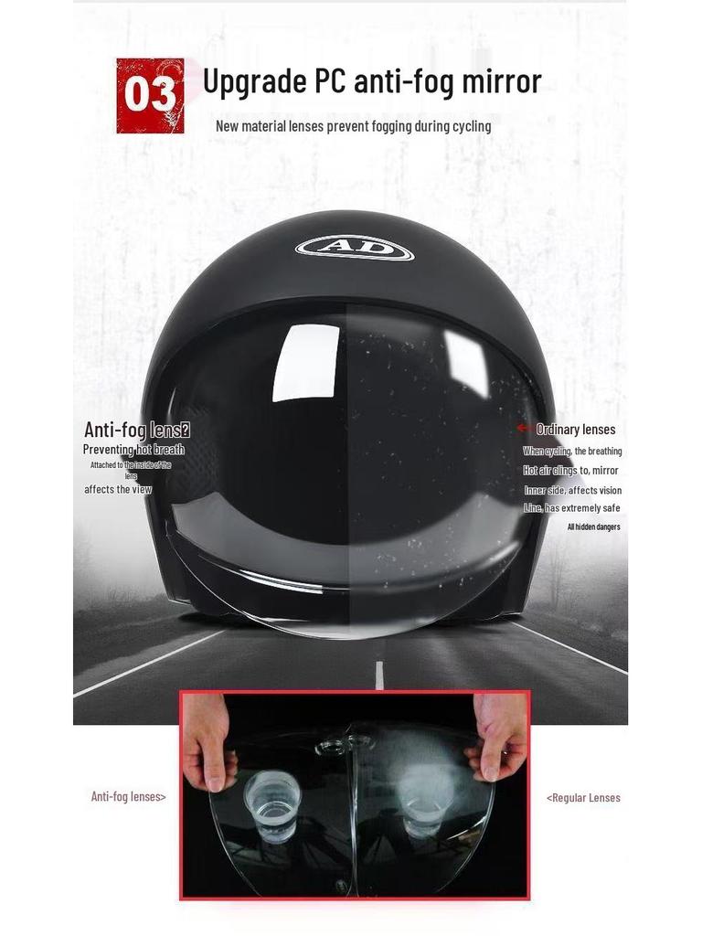 3C Certified AD Electric Motorcycle Helmet, All-Season Half Helmet for Men and Women, Winter-Proof for Scooter Commuting