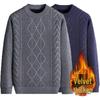 Men's Fleece-Lined Winter Sweater - Warm, Loose Knitwear for Middle-Aged & Elderly