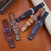 Vintage kožený řemínek na hodinky z hovězí kůže s květinovou sponou - Pánské velikosti 18, 20, 22, 24 mm