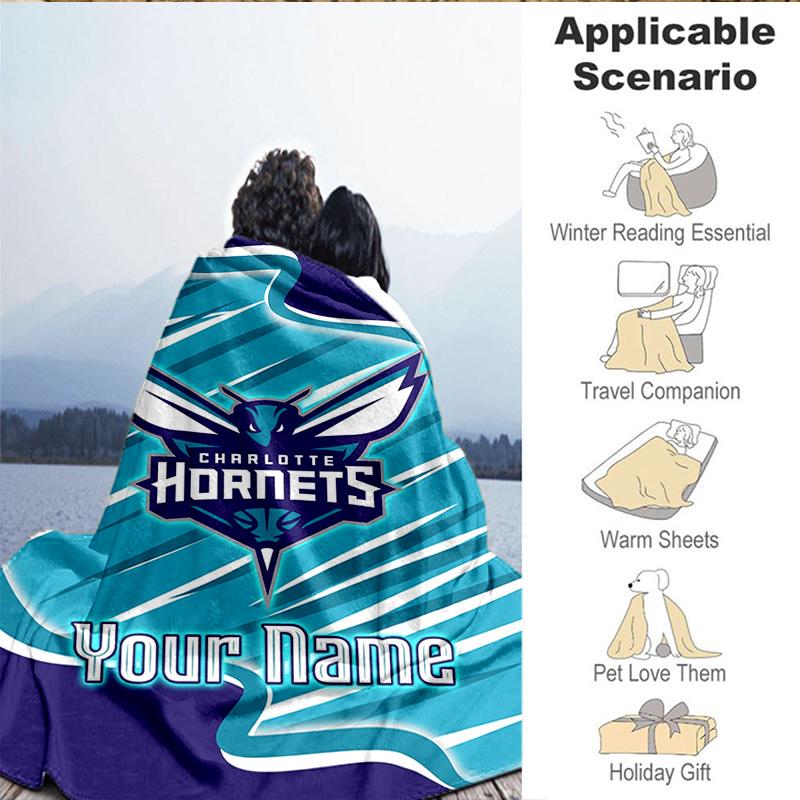 1PC Custom Name Blanket Charlotte Logo Art Flannel blankets Patterns Throw Blanket All-Season Soft Gift for Couch, Bed, Camping, Birthday gifts