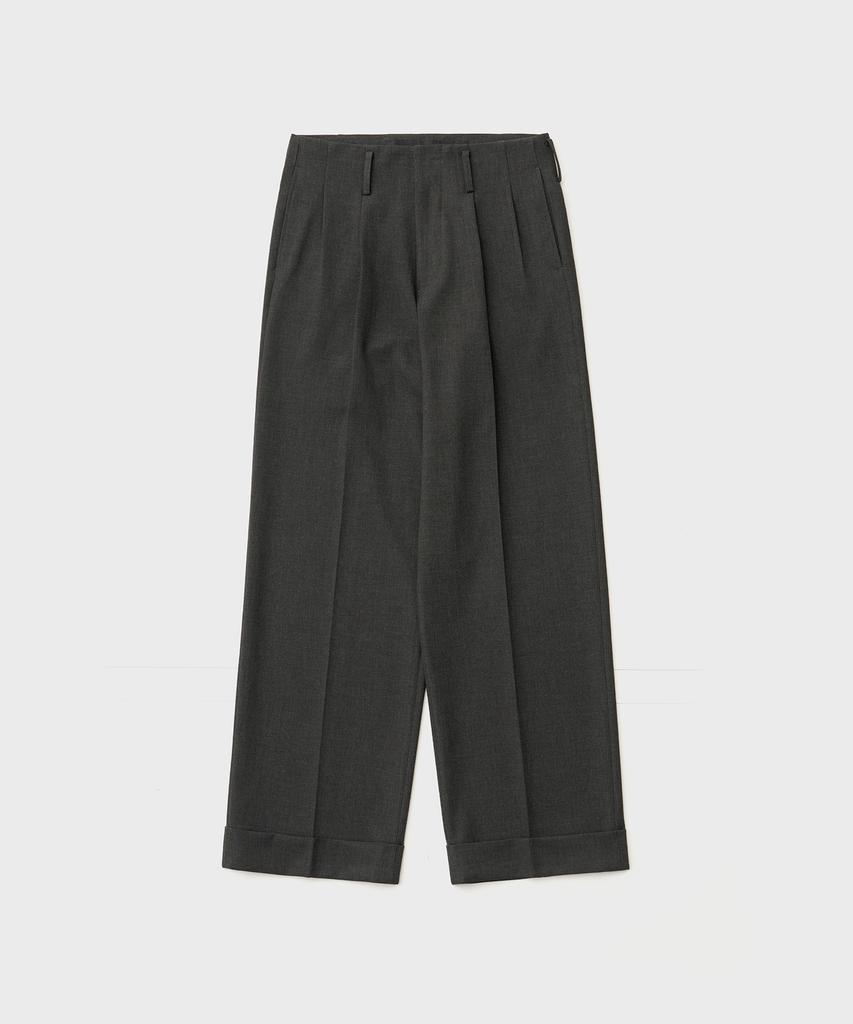 ANOTHER OFFICE Flow Wide Turn-Up Pants (Heather Charcoal)