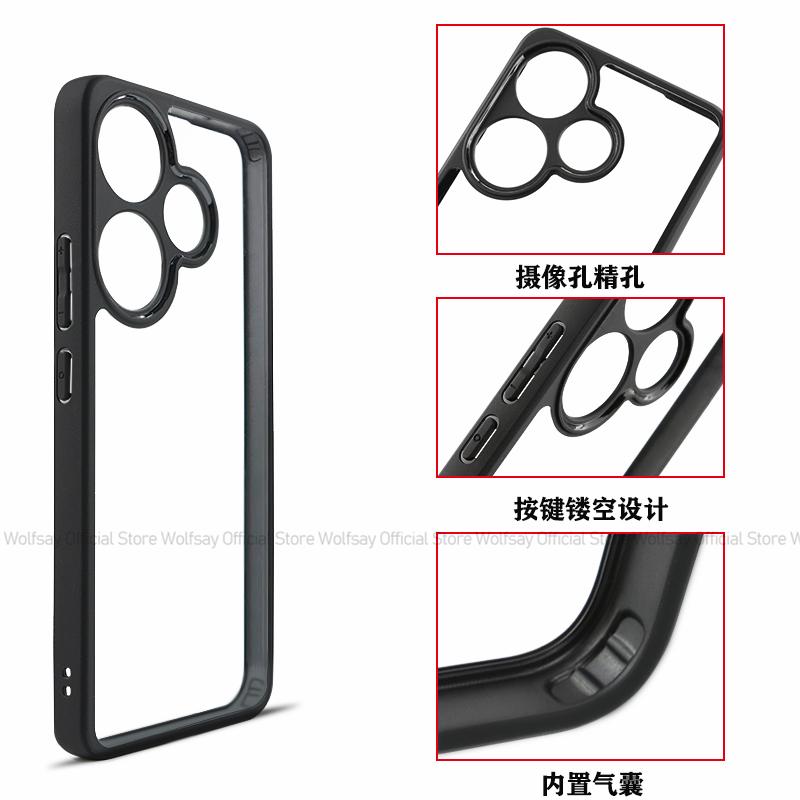 For Xiaomi Poco F6 Case Xiaomi Poco F6 Cover Shockproof Luxury Clear PC Silicone Protective Phone Back Cover For Xiaomi Poco F6