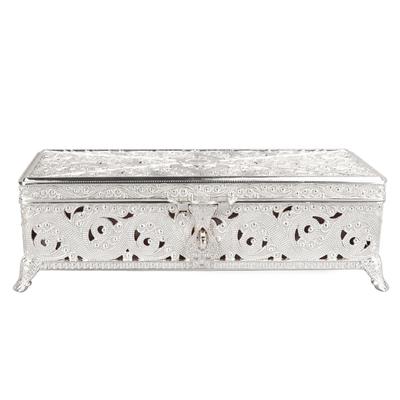 Vintage Metal Jewelry Box Soft Velvet Rust Protection Rectangular Trinket Box for Girl Women