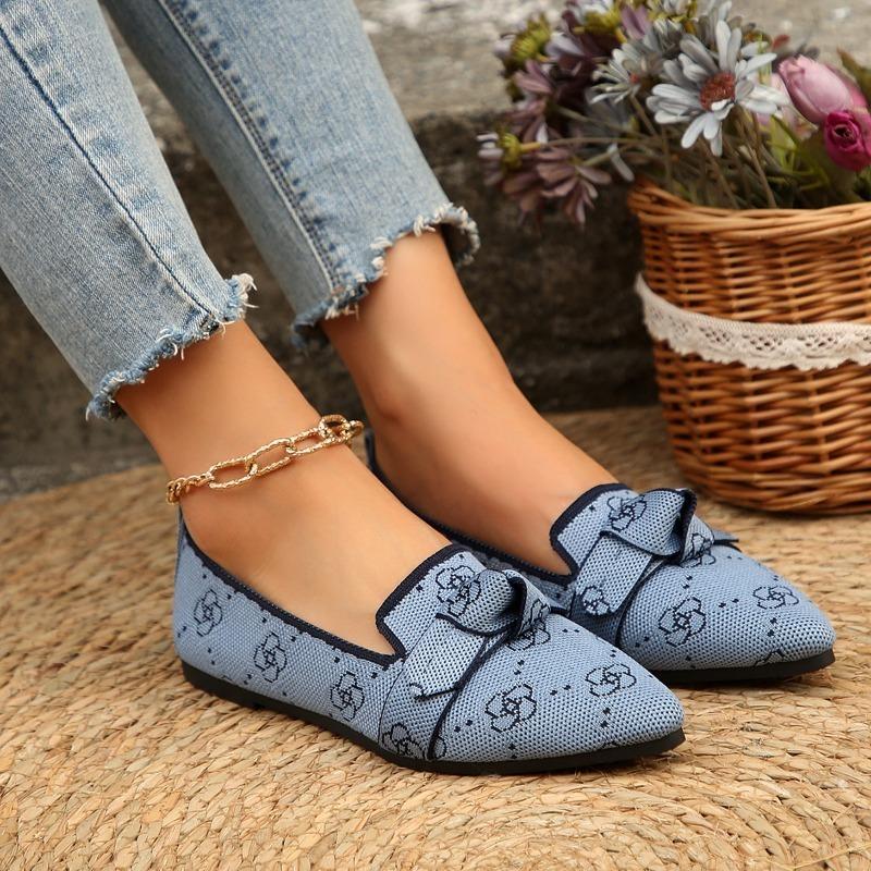 Women's Pointed Toe Bow Loafer Flats, Comfortable Non-Slip Moccasins, Plus Size Spring Fall Shoes