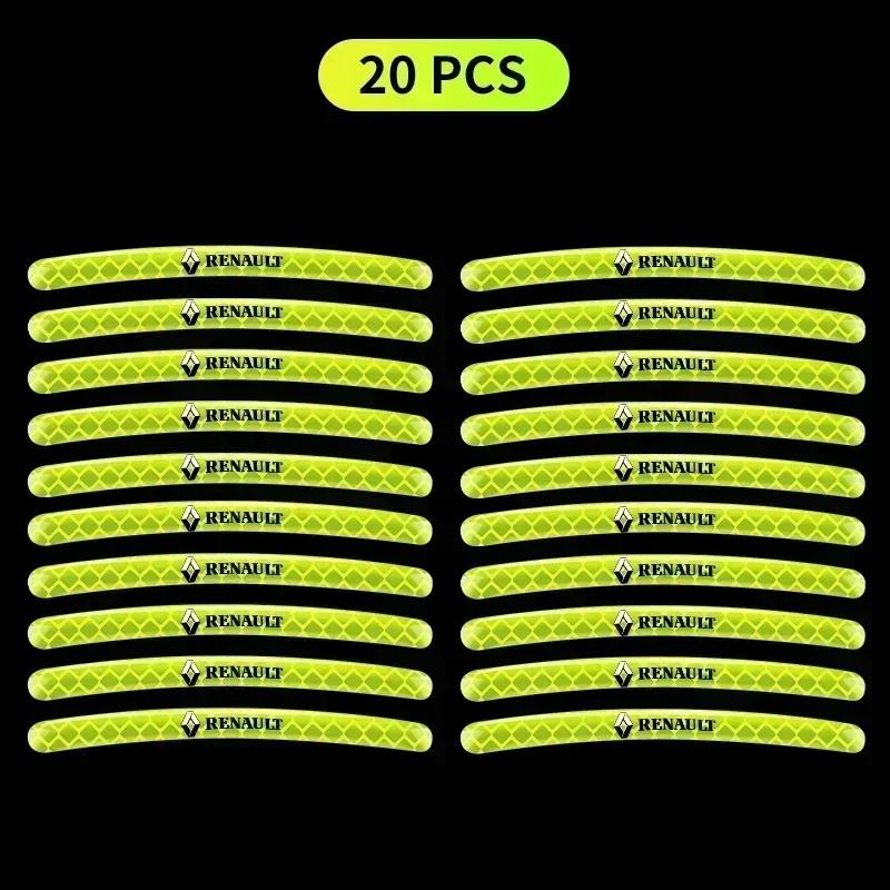 5/10/15/20Pcs Car Wheel Hub Sticker High Reflective Stripe Tape For Renault TDACIA Logan Scenic Loguna Kadjar Twingo Accessories