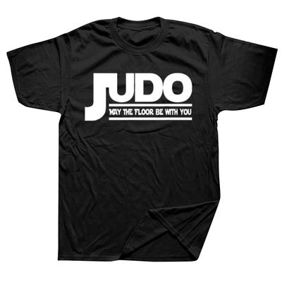 JUDO TShirt May The Floor Be with You Funny Martial Arts TShirt Men Clothing Tops Graphic T Shirts Camisas Short Sleeve