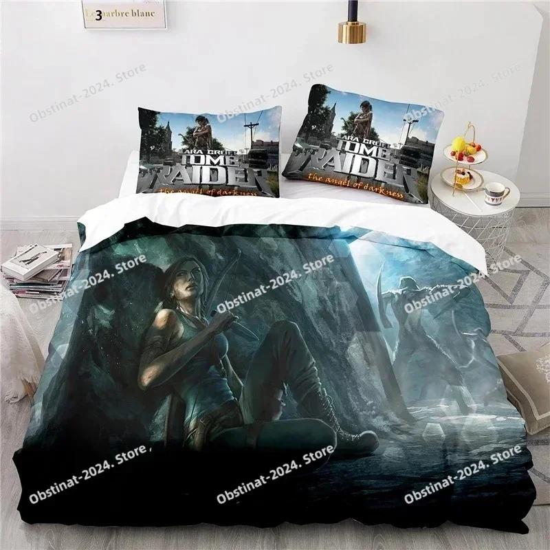 Game Tomb Raider Bedding Set Popular Sexy Laura Bedding Set Comforter Duvet Cover Pillow Case 3 Pieces Sets Kids Adult Size
