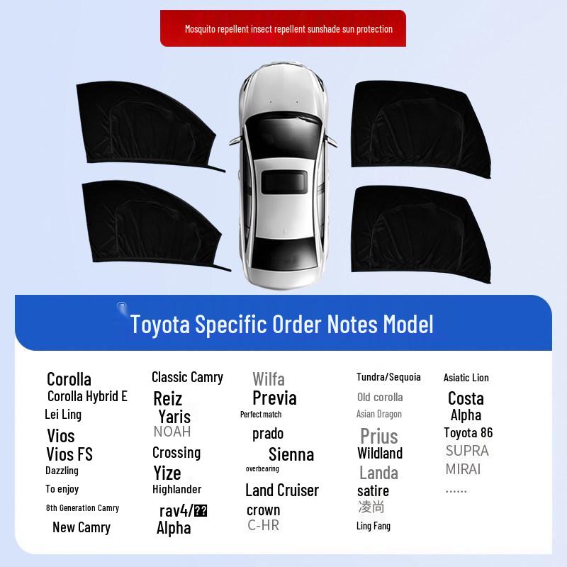 Car Window Sunshade & Anti-Mosquito Mesh Curtain for Privacy and Insect Protection