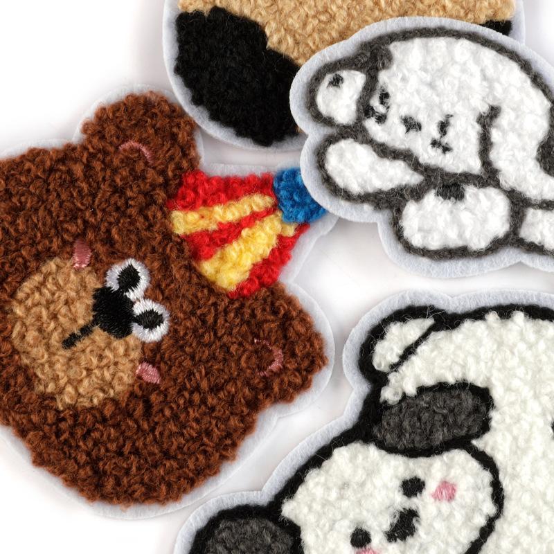Embroidery Label Embroidery Sticker Chenille Patch Towel Embroidery Cartoon Animal Clothing Accessories Patch Cloth Sticker