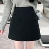 Women's High Waist Black Wool Mini Skirt - A-line, Plus Size, Hip-hugging, Versatile for Autumn/Winter 2025.