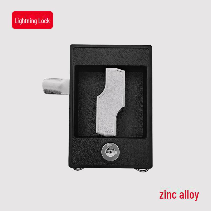 

Черный металлический сетевой шкаф с квадратным замком и соединительным стержнем