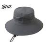 Wide Brim Hat for Beach Summer Mesh Spliced Bucket Men Women Extra Sun Foldable Outdoor Hiking with Adjustable Drawstring Portable Cap Fishing