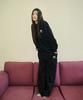 Mihebeu [Unisex] Stitch Classic Logo Sweatpants Black