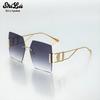 2025 Women’s Slimming Frameless Metal Sunglasses: European & American Anti-UV Large Face Fashion
