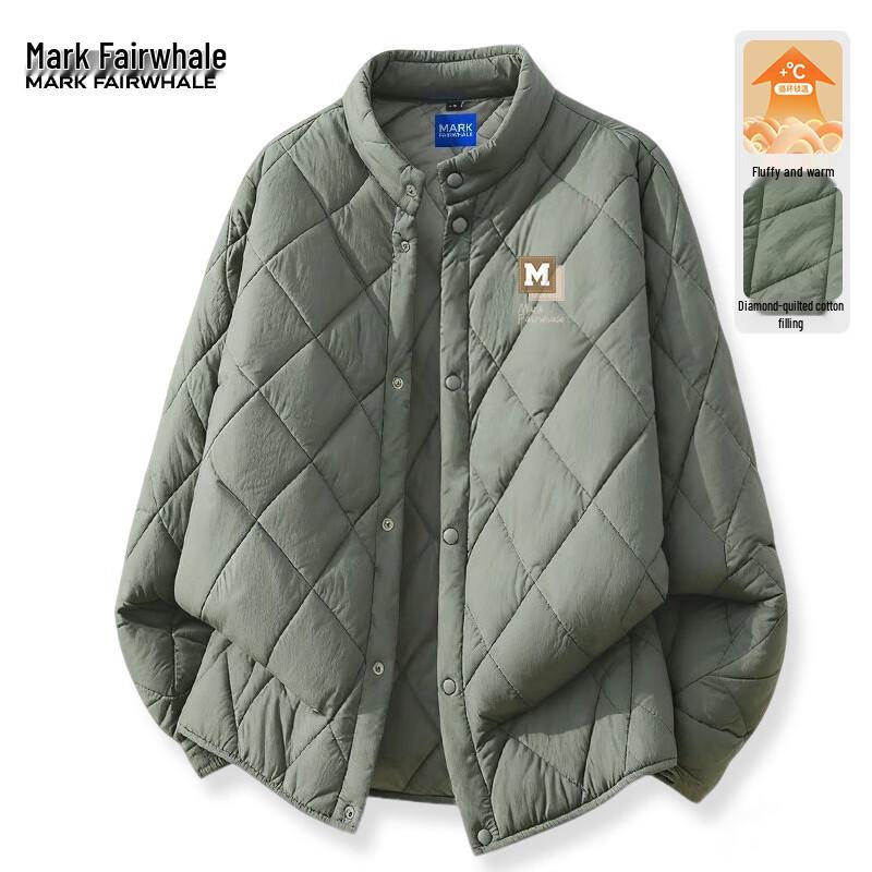 Mark Fairwhale Men s Rhombus Grid Winter Warm Cotton Jacket L